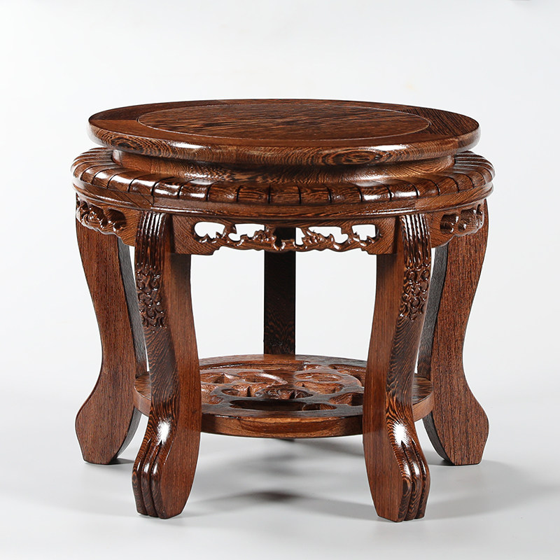 红木圆形鱼缸底座花瓶摆件工艺品大花盆奇石头酒坛实木盆景托架子,家居饰品,木雕,淘宝优惠券,粉丝福利购,淘宝优惠卷