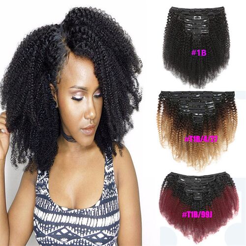 Real-person Hair Wig Women Afro Kinky Curly Clip In Hair Wig