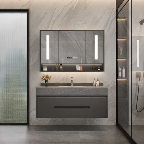 New Rock Board Table Top All-in-One Basin Bathroom Cabinet C
