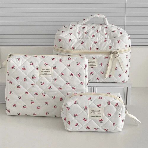 Fashion Cherry Tote Women Makeup Bag Portable Cute Ladies Co