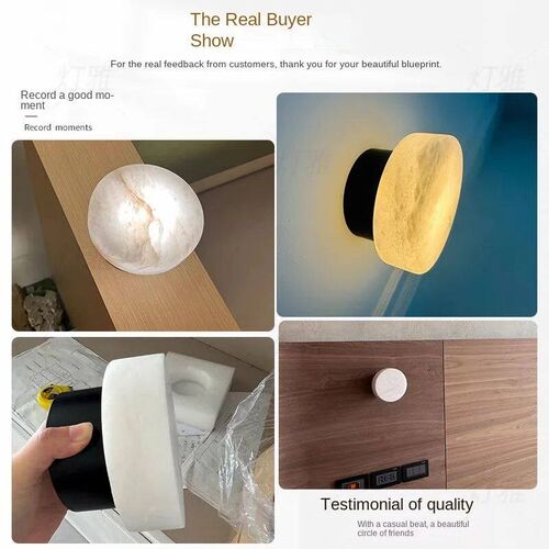 Minimalist Spanish Natural Marble Round Led Wall Lamp Nordic