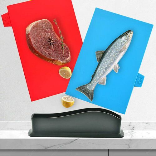 4Pcs/Set Chopping Board with Holder Plastic Cutting Boards K