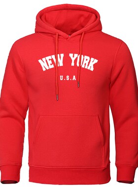 NEW YORK Letter U.S.A City Print Hoody Men Fashion Casual Lo