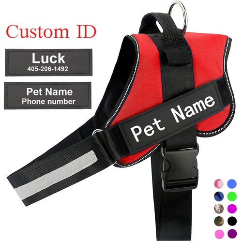 Personalized Service Dog Harness Reflective Adjustable No-Pu