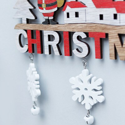Wooden Christmas Door Hanging Oranments Wall Xmas Dec Merry