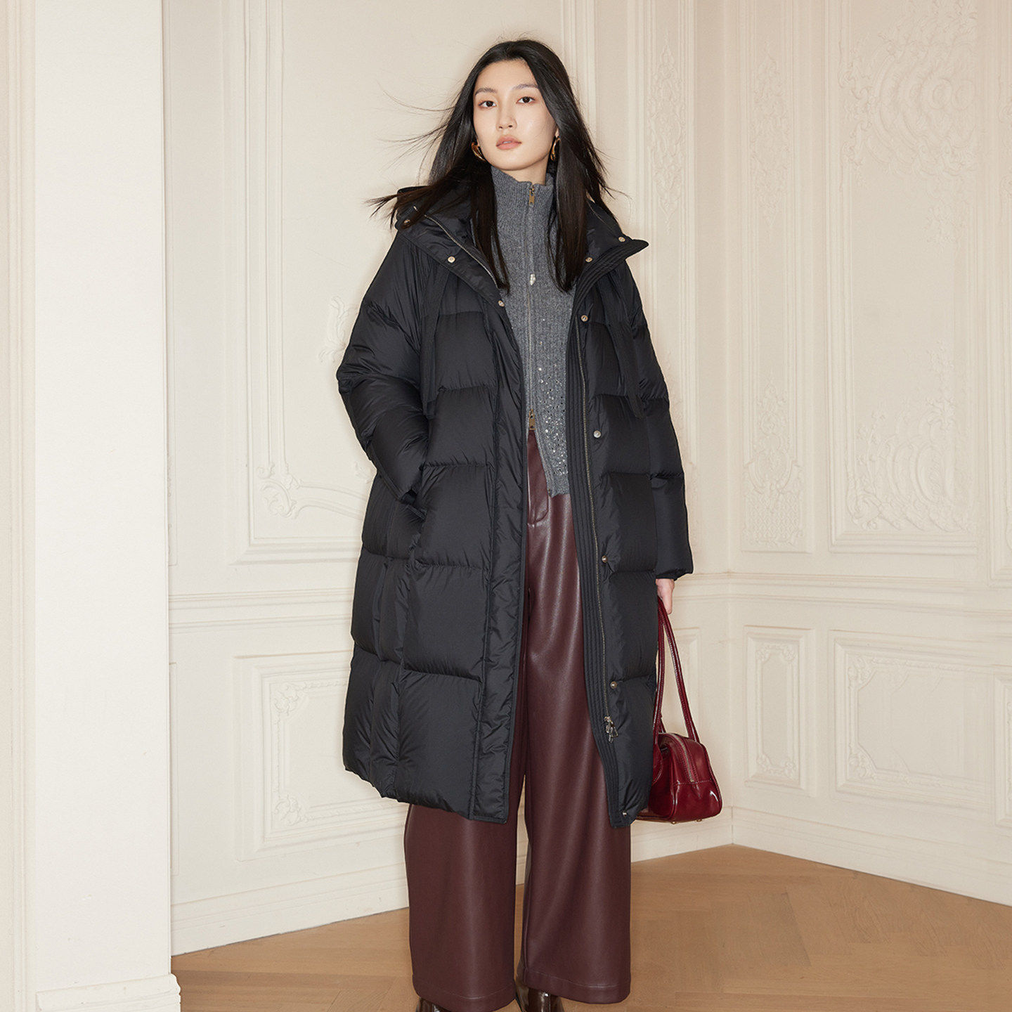 米诗薇2026春季新款毛衣外套开衫高级感羊毛针织衫韩版立领女上衣