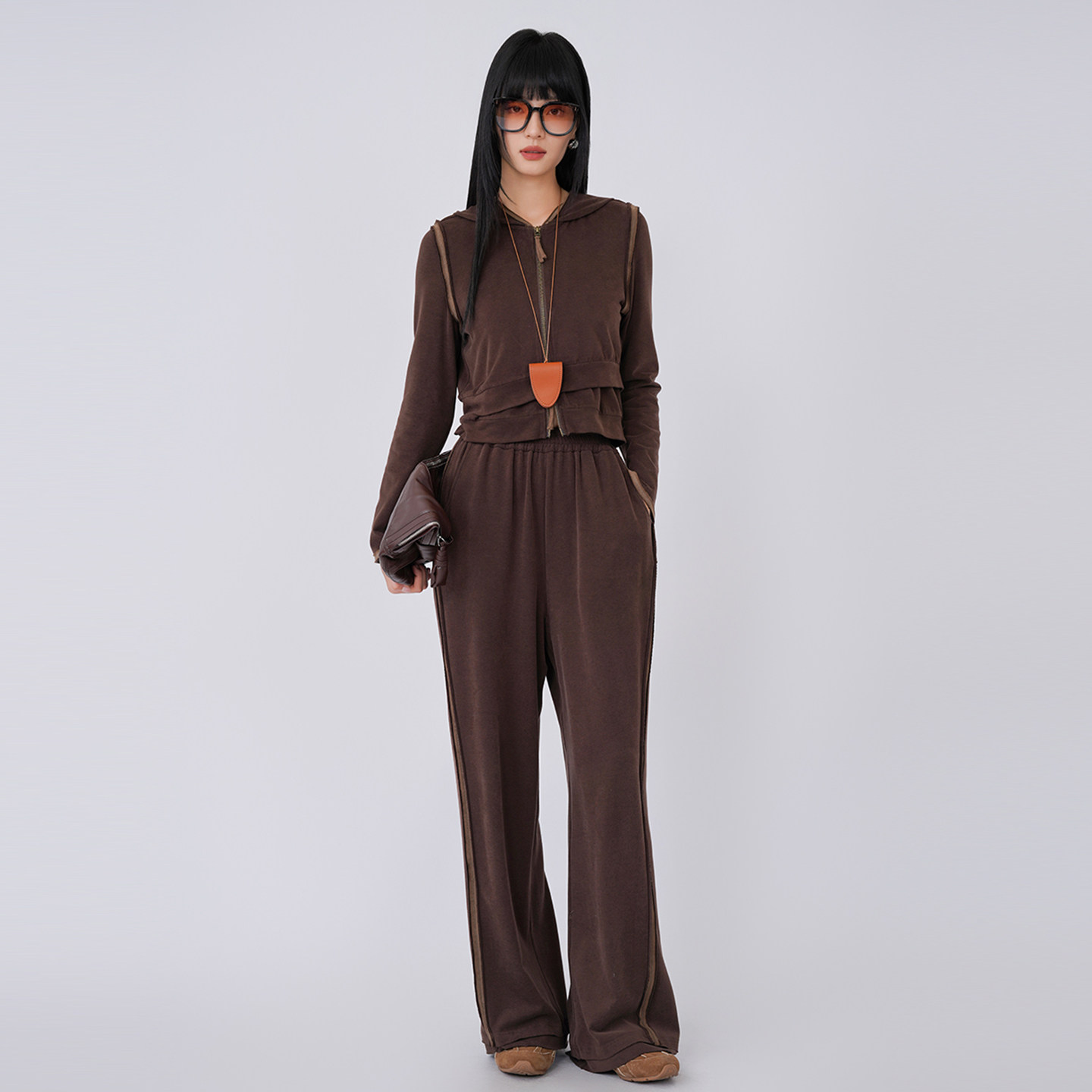 米诗薇连帽卫衣2026春季新款时尚运动休闲套秋外套阔腿裤两件套女