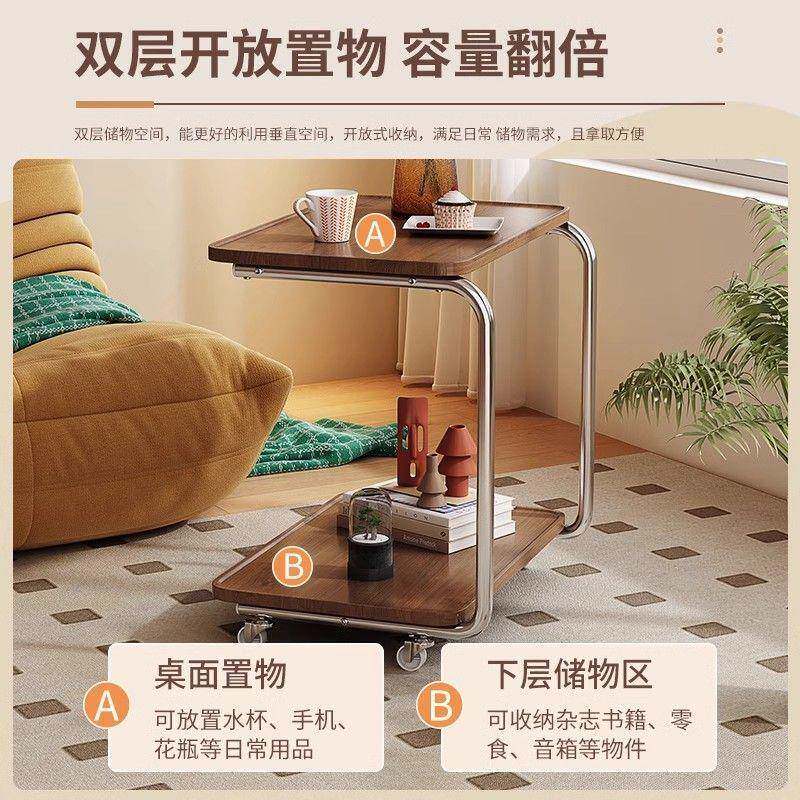 可移简动沙发边几边桌卧室床头无品牌/桌置网物架代约客厅红迷你