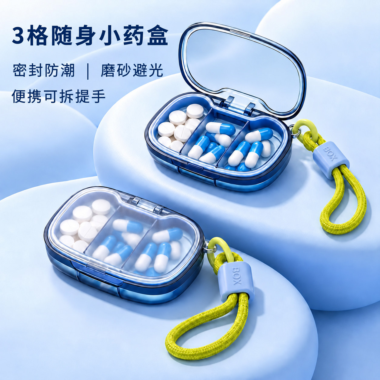 日本旅行药盒便携式随身小食品级密封一日三餐避光新型分装药盒