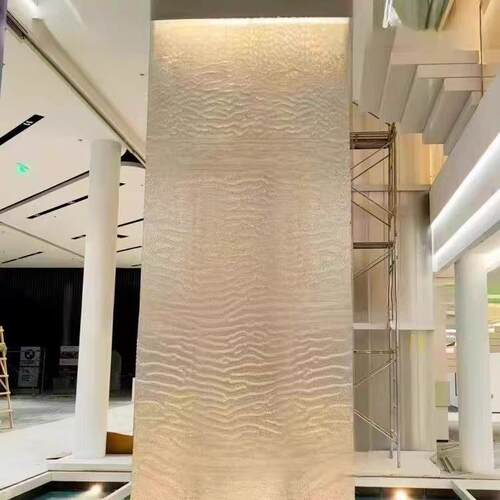 金属网水幕酒泉店室装饰不锈人钢网喷灯水幕墙内流水工XZI瀑布水