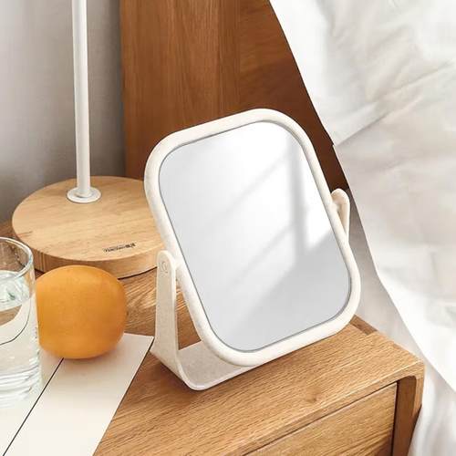 TEMU贴标简约桌面镜双面镜子家用可立宿舍学生化妆镜在桌子