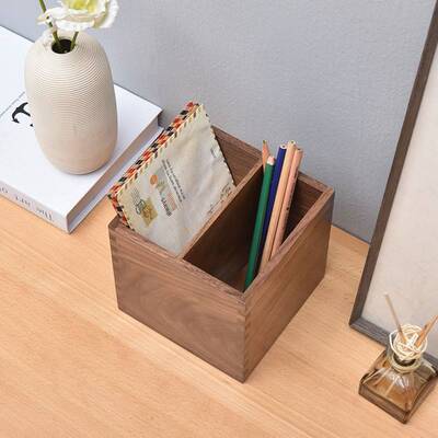 方形桌面木质桌收纳盒黑胡客桃木办黑胡桃收公用品收纳厅面遥整控