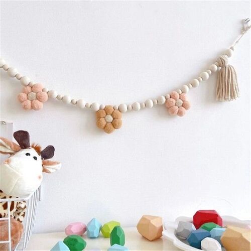 Birthday Party Decor Banner  Beaded Tassels Flower Wall