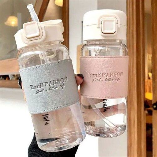 500ml Water Bottle with Straw Pop-Up Cover Sippy Portable