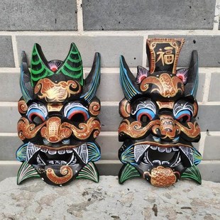 傩戏面具彩画面具装饰舞台道具表演人脸佩戴纯手工雕刻傩戏面具