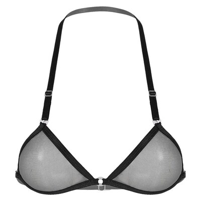 Womens Adjustable Straps Halter Neck Backless See-through Me