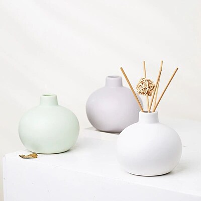 Mini Round Ball Vase Colorful Ceramic Circular Mouth Flower