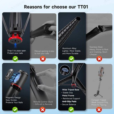 Auto Pop-Up Tripod Portable 70-Inch All-in-one Selfie , Fold