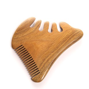 白象梳篦 绿檀木梳子多功能腿腹颈部刮痧板按摩梳头部经络梳刻字