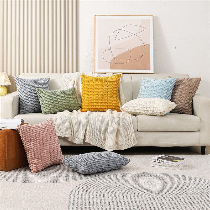 corduroy pillowcase home sofa throw pillow square cushion图片