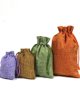 50Pcs/Lot Drawstring Natural Burlap Bag Jute Gift Bags Multi