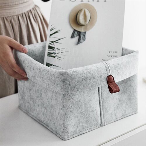 1pc Nordic Felt Storage Basket Living Room Tea Table Black G