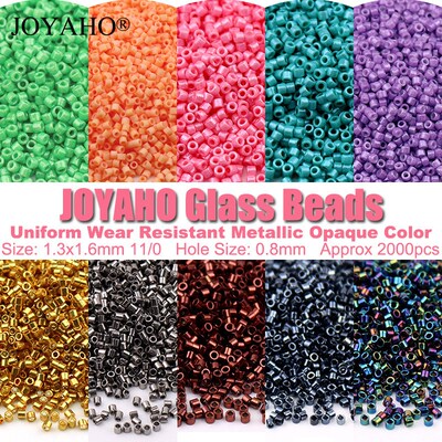 2000pcs 11/0 Glass Beads 1.6mm Uniform Metallic Opaque Color