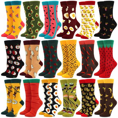 Women Happy Funny Socks With Print Fruit food Art Cute Winte