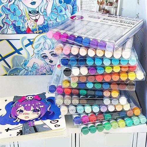 Portable 9-Colors Marker Pen Stackable Color Art Stationery