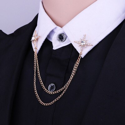 South Korea Fashion Distinctive Star Collar Pin Mens Shirt