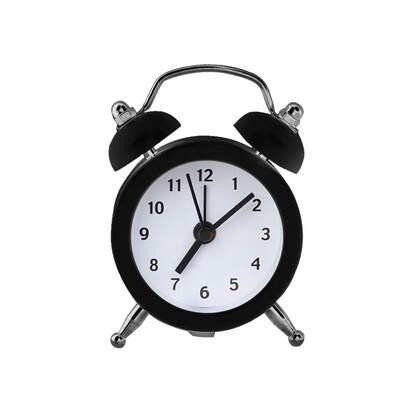 Mini Alarm Clock Electronic Round Number Double Bell Desk Ta