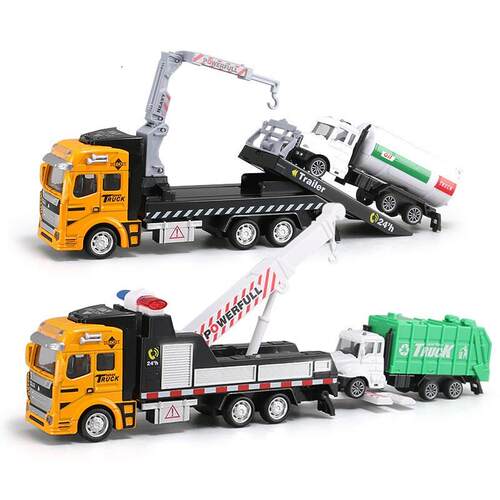 19CM Crane Trailer Tow Truck Toy Model 1:48 with Pull Back G