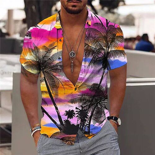 2023 New Cotton  Loose And Breathable Hawaiian Shirt Man Par