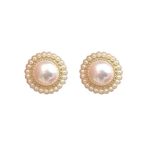 Fashion Bohemian Big Pearl Stud Earring Mascot Ornaments For