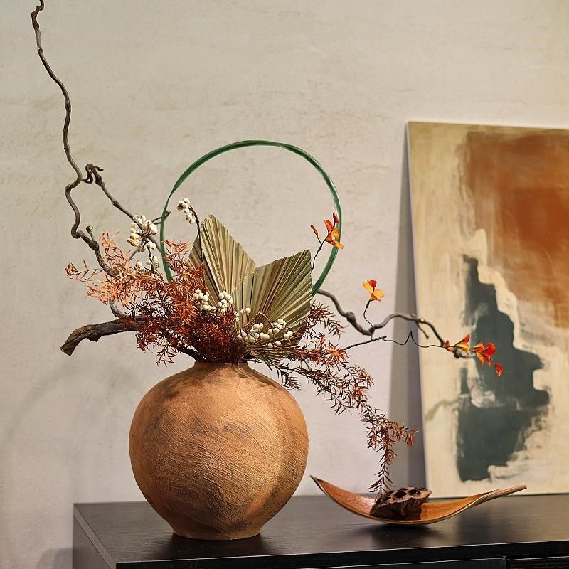 宋代美学中古陶瓷花瓶民宿酒店桌面插干花侘寂风高级玄关装饰摆件,家居饰品,花瓶,淘宝优惠券,粉丝福利购,淘宝优惠卷