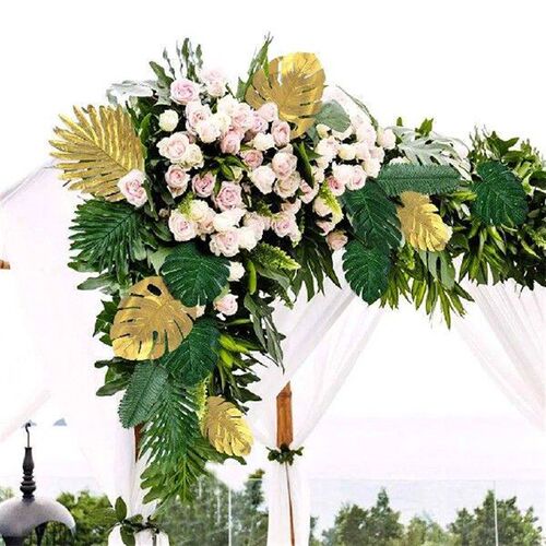20pack/lot Home Decor With Silk Monstera Leaves And