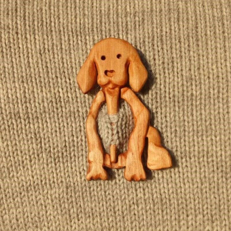 Brooch Pin with Wooden Animal Pattern Diy Craft Badge Cartoo