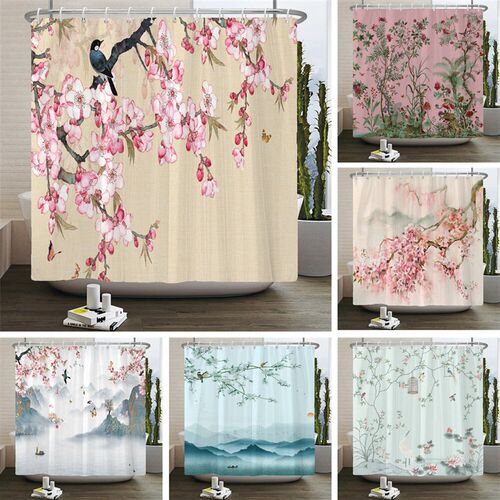 Flowers and Birds pattern Shower Curtain 3D Bath Screen