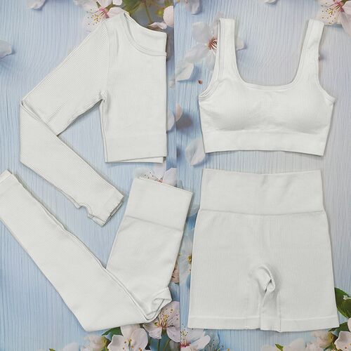 White Seamless Yoga Set Fitness Suit Women Gym Sets Workout