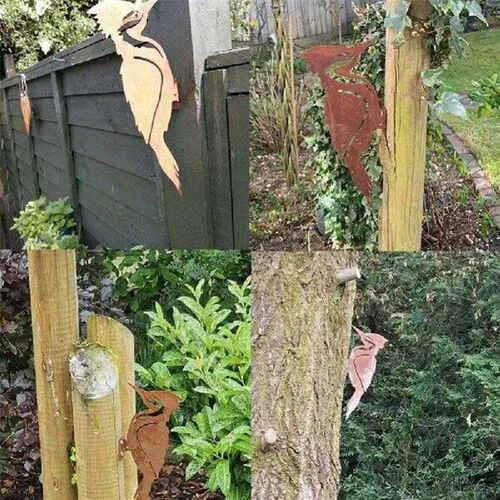 Unique Home Rusty Metal Pileated Bird Rustic Outdoor Wall