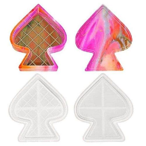 DIY Crystal Epoxy Silicone Mold Spade Heart Box Diamond