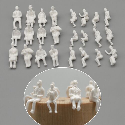 Micro People Model Sitting White Figures Scale 1:87-200 For