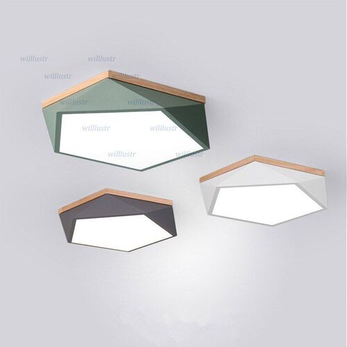 Modern Geometry Ceiling Lamp Wood Iron Diamond Bedroom Resta