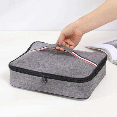 Portable Insulated Lunch Box Bag Large Capacity Flat Tote Ba