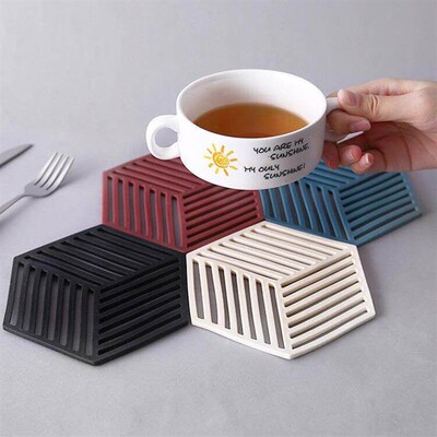 Carved solid color tea coasters, Nordic style home accessori