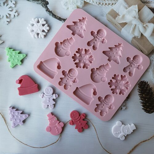 12 Cavities Christmas Snowman Silicone Mold Chocolate Cake M