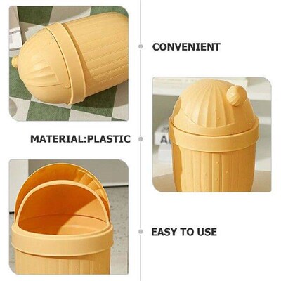 Cute Desktop Trash Can Mini Cactus Garbage Can Tiny Plastic