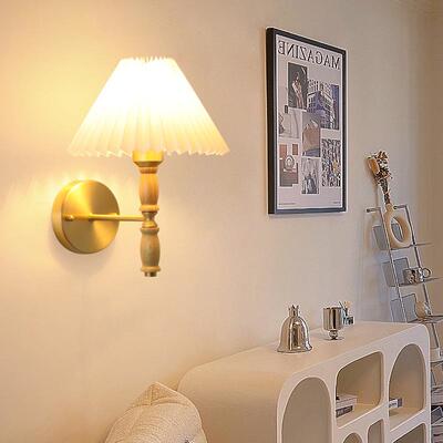 北欧式实木卧室头壁灯法式复古墙网红百褶床客厅80843背景个性日