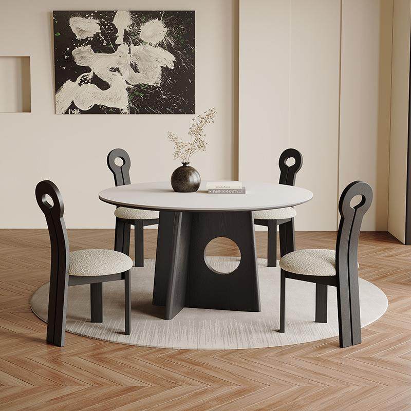 白色岩板餐桌法式复古风家用圆桌黑色白蜡木轻奢高端圆形实木餐桌,鲜花速递/花卉仿真/绿植园艺,割草机/草坪机,淘宝优惠券,粉丝福利购,淘宝优惠卷