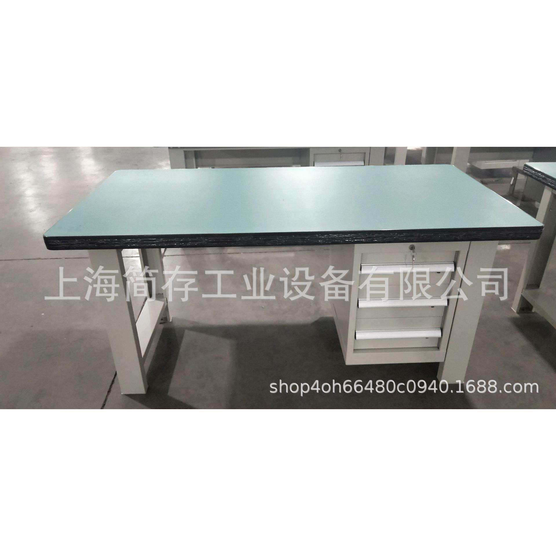 简存重型三抽防静电工作台 2毫米绿色胶皮复合操作台实验室钳工桌